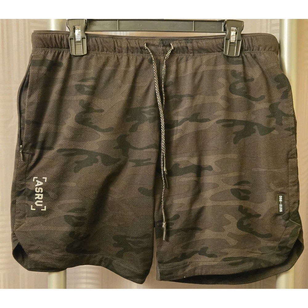 ASRV Technical Lined Sportswear Active Gym Short Military Army Green Camo Pocket